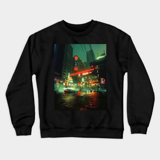 Cyberpunk street Crewneck Sweatshirt by skiegraphicstudio